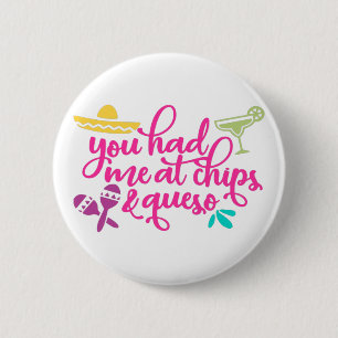 Badge Rond 5 Cm Vous m'avez eu aux puces et au queso drôle