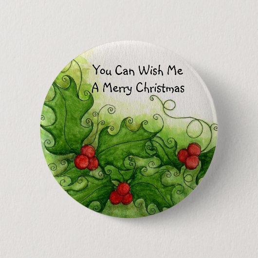 Badge Rond 5 Cm Vous pouvez me souhaiter un bouton de Joyeux Noël (Devant)