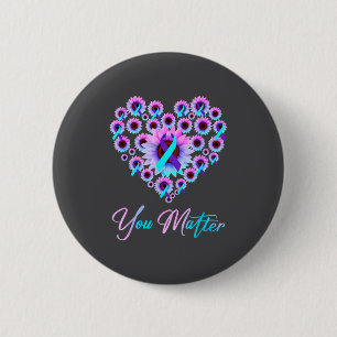Badge Rond 5 Cm Vous Ruban de sensibilisation au violet sarcelle d