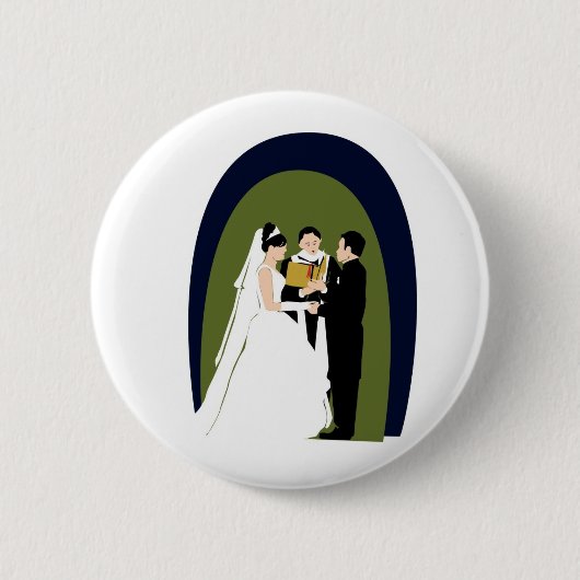 Badge Rond 5 Cm Vows, Mariée, Groom et Officier (Devant)