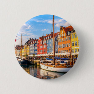 Badge Rond 5 Cm Voyage Copenhague Danemark