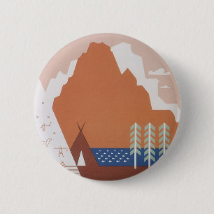 Badge Rond 5 Cm Voyez l'Amérique Bienvenue au Montana, Voyage Vint