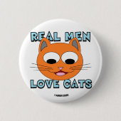 Badge Rond 5 Cm VRAI HOMMES AMOUREUX CHAUSSURES Ginger Cat Face (Devant)