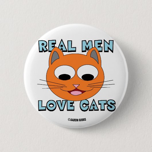 Badge Rond 5 Cm VRAI HOMMES AMOUREUX CHAUSSURES Ginger Cat Face (Devant)
