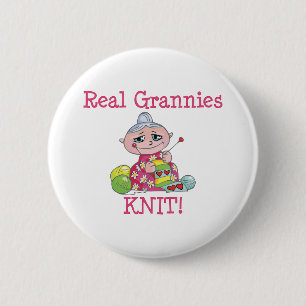Badge Rond 5 Cm Vrai KNIT de mamies !