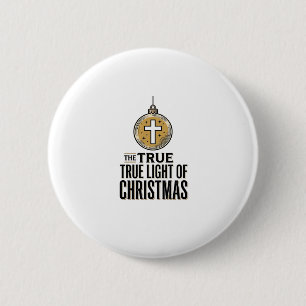 Badge Rond 5 Cm Vrai Lumière de Noël Ornement Chrétien Vintage