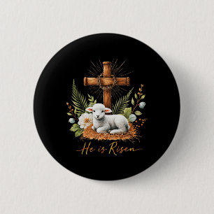 Badge Rond 5 Cm Vrai Pâques Il Est Ressuscité Lamb Couronne De Tho