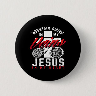Badge Rond 5 Cm VTT dans mes veines Jésus dans mon cœur