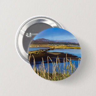 Badge Rond 5 Cm Vue sur Saudarkrokur et Skagafjordur, Islande