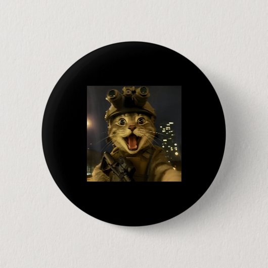 Badge Rond 5 Cm Waactical Cat Meme  (Devant)