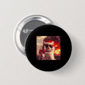 Badge Rond 5 Cm Wacky Cat Holding Wine Selfi With Fire Funny Sungl (Devant & derrière)