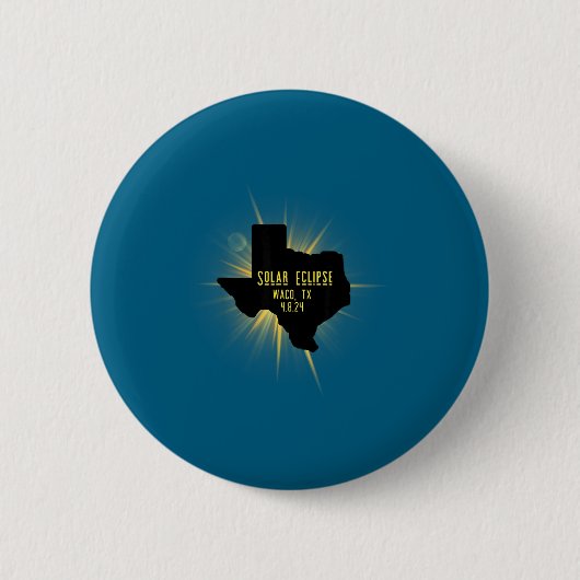 Badge Rond 5 Cm Waco Tx Éclipse Solaire Conception Totale (Devant)