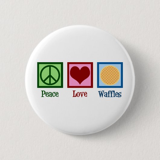 Badge Rond 5 Cm Waffles Peace Love (Devant)