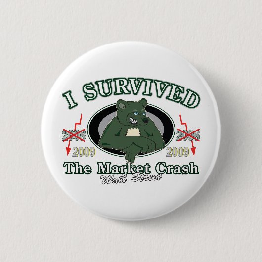 Badge Rond 5 Cm Wall Street/I Survived the Market Crash (Devant)