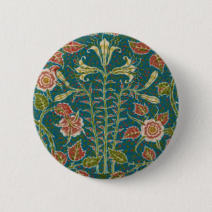 Badge Rond 5 Cm Walter Crane Fleur de lys et rose florale vintage