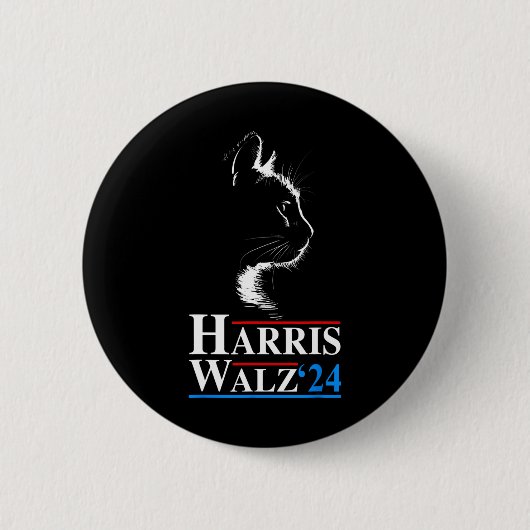 Badge Rond 5 Cm Waltz 2024 Election Funny Cat Kamala Harris Tim Wa (Devant)