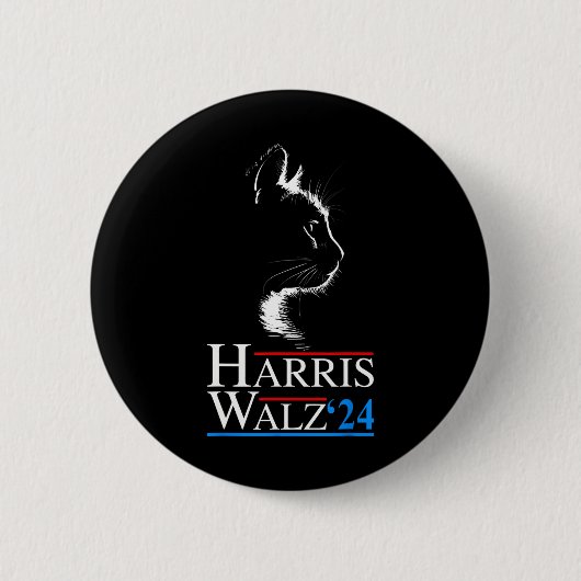 Badge Rond 5 Cm Waltz 2024 Election Funny Cat Kamala Harris Tim WA (Devant)