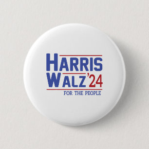 Badge Rond 5 Cm Walz 2024 Président Drapeau Américain Kamala Harri