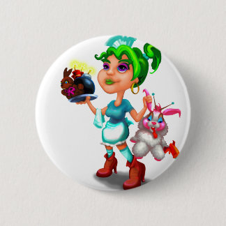 Badge Rond 5 Cm WANDA la SERVEUSE COSMIQUE