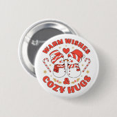Badge Rond 5 Cm Warm Wishes & Cozy Hugs (Devant & derrière)