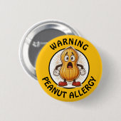 Badge Rond 5 Cm Warning Peanut Allergy Alert   (Devant & derrière)