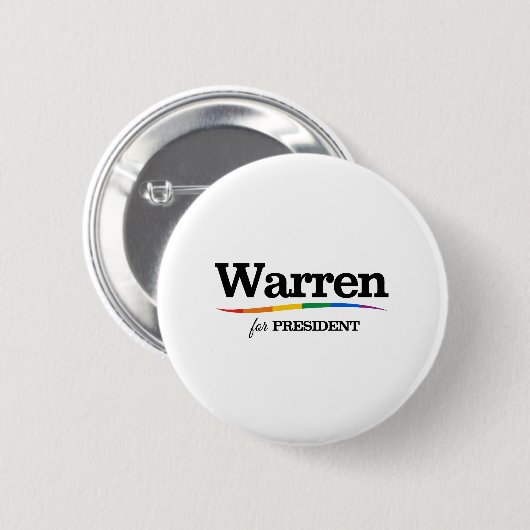 Badge Rond 5 Cm Warren Présidente (Devant & derrière)