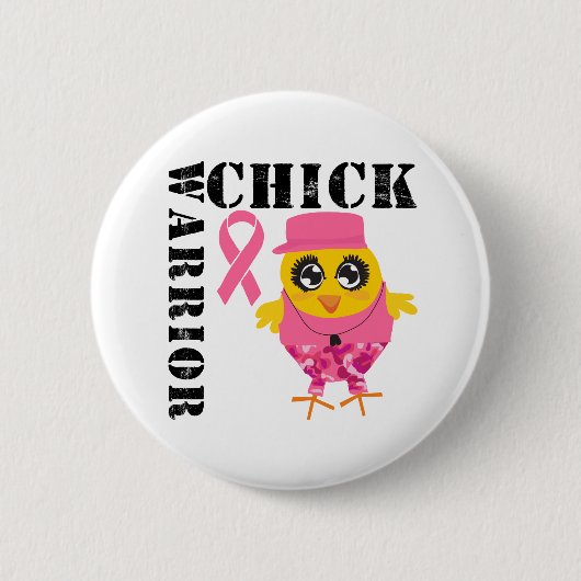 Badge Rond 5 Cm Warrior Chick Breast Cancer (Devant)