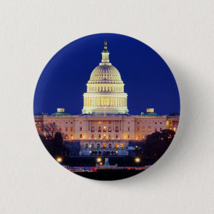 Badge Rond 5 Cm Washington DC Capitol américain à Dusk