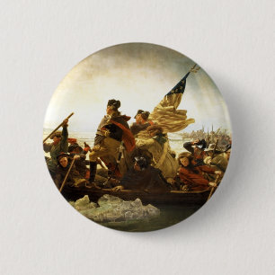 Badge Rond 5 Cm Washington Traverser le Delaware par Emanuel Leutz