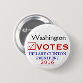 Badge Rond 5 Cm Washington vote le président 2016 de Hillary (Devant & derrière)