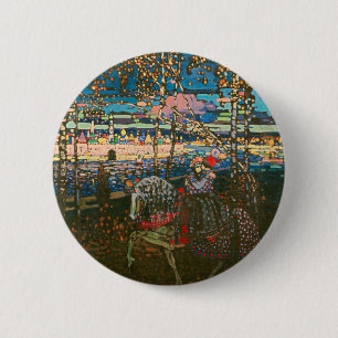 Badge Rond 5 Cm Wassily Kandinsky Le Couple à Cheval Art Russe