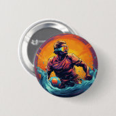 Badge Rond 5 Cm Water Polo Player Coloré Waterpolo (Devant & derrière)