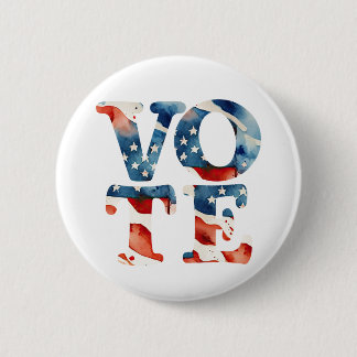 Badge Rond 5 Cm Watercolor american flag vote voter voting rights