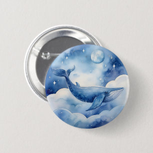 Badge Rond 5 Cm Watercolor Blue Whale Dream