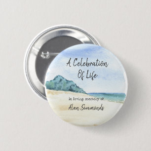 Badge Rond 5 Cm Watercolor Oceanside Beach Célébration De La Vie