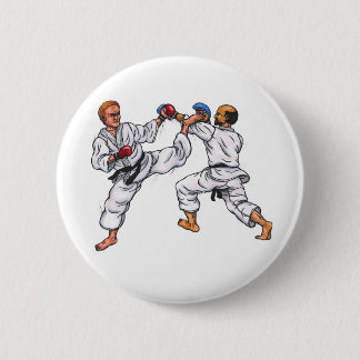 Badge Rond 5 Cm watercolor peinture karaté hommes de combat tourno