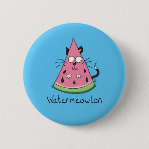 Badge Rond 5 Cm Watermeowlon Watermelon Cat Funny Button Pin