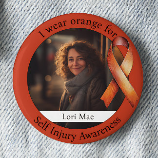 Badge Rond 5 Cm Wear Orange for Self Injury Awareness Photo