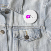 Badge Rond 5 Cm Week-end de filles (lèvres roses) (En situation)
