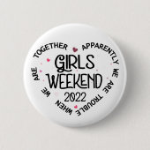 Badge Rond 5 Cm Week-end entre filles 2022 Apparemment nous sommes (Devant)