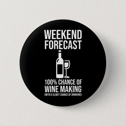 Badge Rond 5 Cm Weekend Forecast - 100% Chance of Wine Making (Devant)