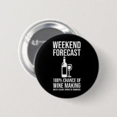 Badge Rond 5 Cm Weekend Forecast - 100% Chance of Wine Making (Devant & derrière)