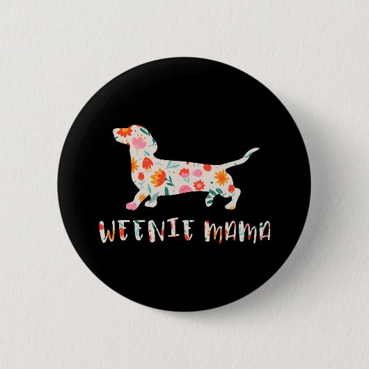 Badge Rond 5 Cm Weenie Mama Dachshund floral (Devant)