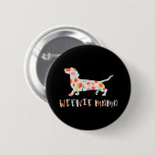 Badge Rond 5 Cm Weenie Mama Dachshund floral (Devant & derrière)