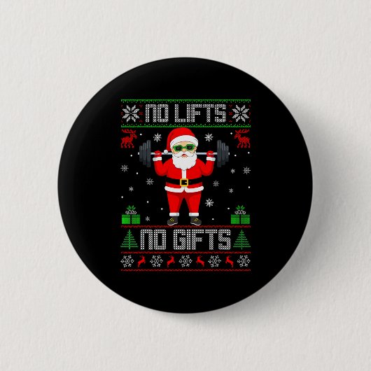 Badge Rond 5 Cm Weightlifting Workout Gym Santa Christmas Ugly Swe (Devant)