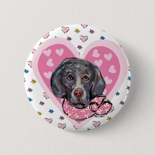 Badge Rond 5 Cm Weimaraner Valentine (Devant)