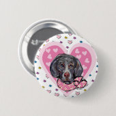 Badge Rond 5 Cm Weimaraner Valentine (Devant & derrière)