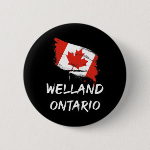 Badge Rond 5 Cm Welland Ontario Canada Drapeau éclaboussé Voyage V