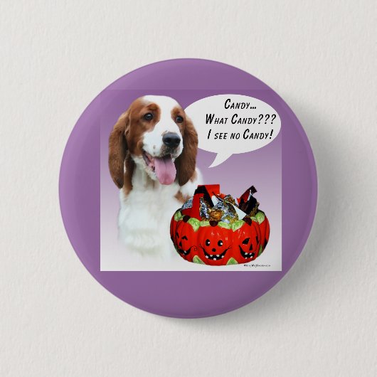 Badge Rond 5 Cm Welsh Springer Spaniel Halloween Candy (Devant)