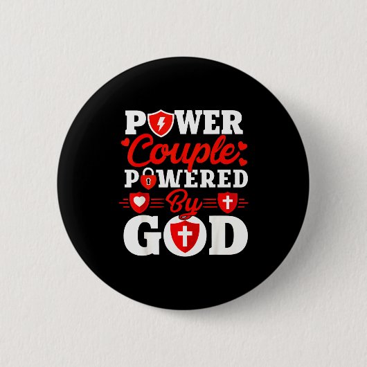 Badge Rond 5 Cm Wer Couple Wered By God Christian Couples Matching (Devant)